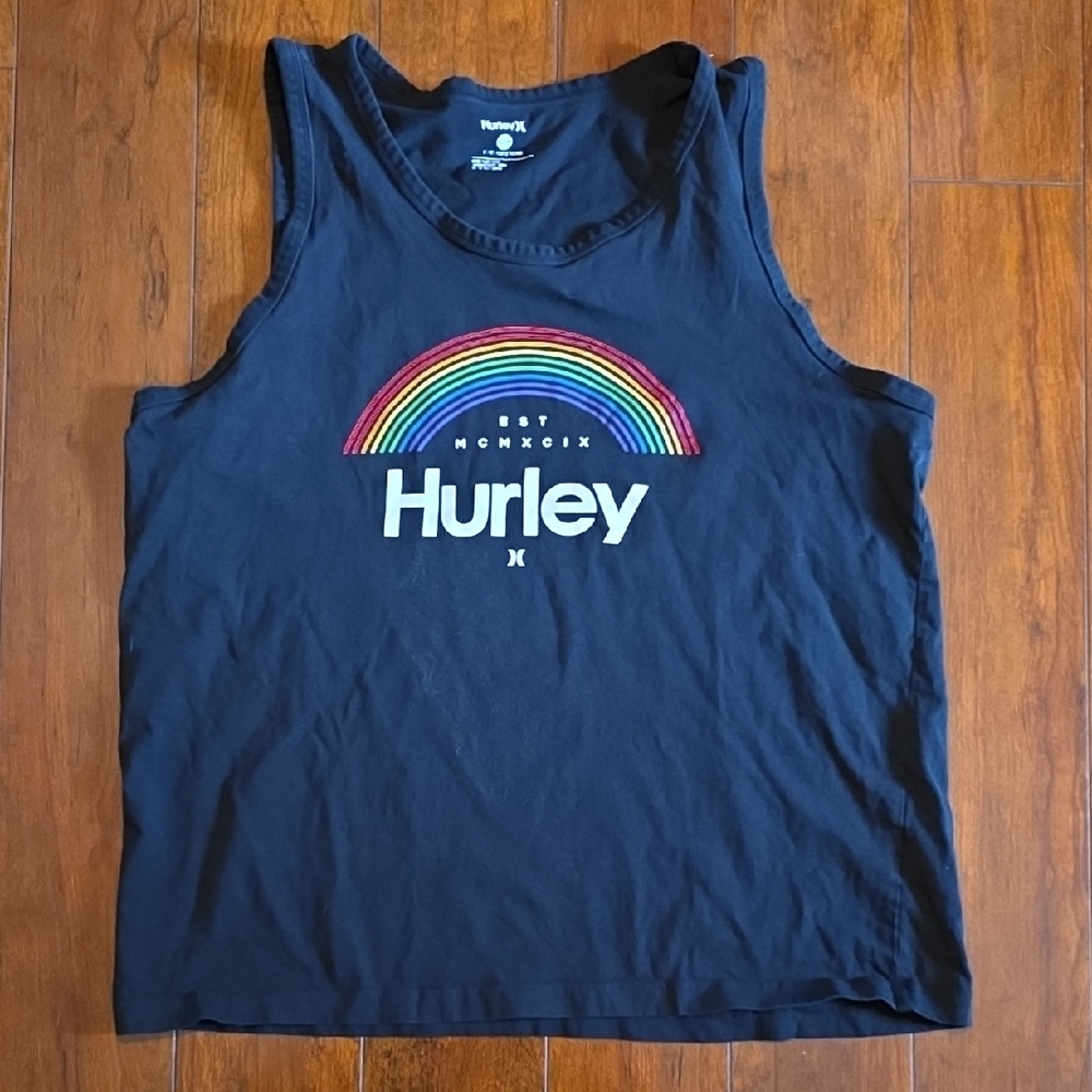 Hurley Black Tank with Colorful Arc Logo